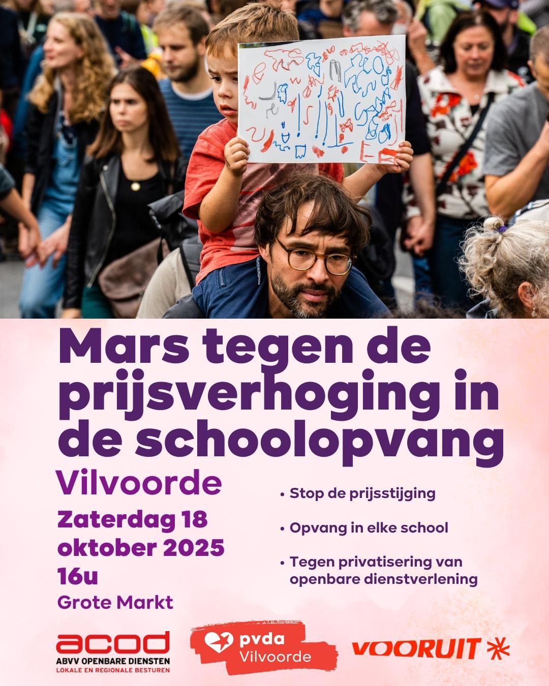 Mars tegen de prijsverhoging in de schoolopvang